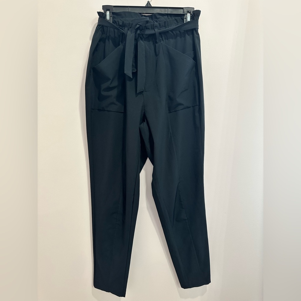 2 PACK Black & Olive Green Moden Ambition Paperbag Athletic Dress Pants-Medium